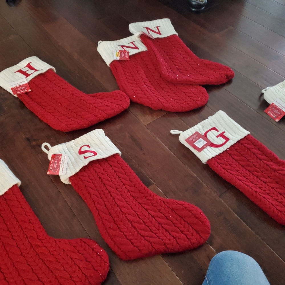St Nicholas 21 inch Cable Knite Monogram Christmas Stocking New price is per ite